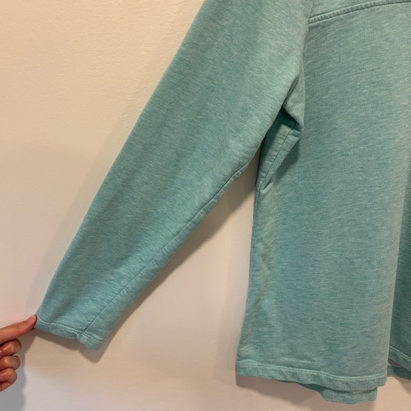 L.L. Bean Rugby Pullover Sweater Beach Glass Teal Aqua Henley Outdoor Preppy - Picture 7 of 12